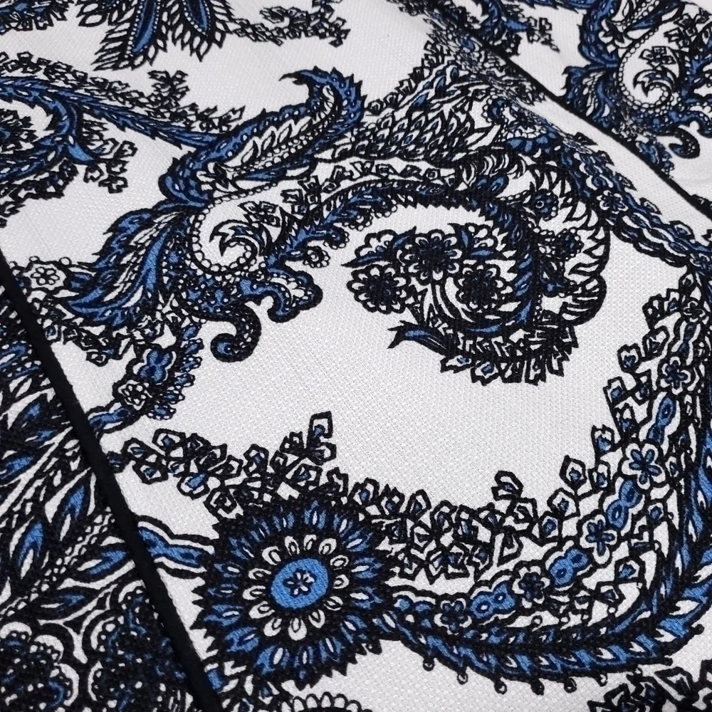 Talbots White Blue Black Paisley Modal Blend Dress Size 2p - Picture 6 of 15